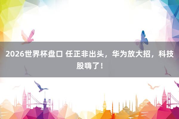 2026世界杯盘口 任正非出头,华为放大招,科技股嗨了!