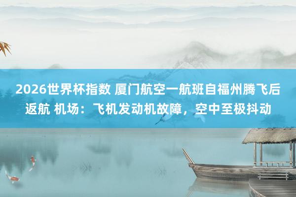 2026世界杯指数 厦门航空一航班自福州腾飞后返航 机场:飞机发动机故障,空中至极抖动