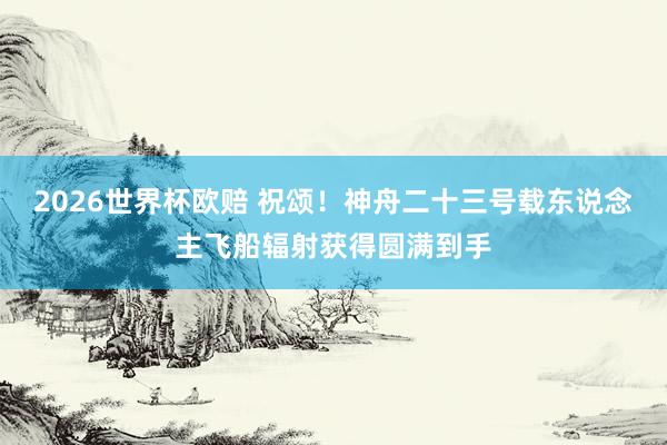 2026世界杯欧赔 祝颂!神舟二十三号载东说念主飞船辐射获得圆满到手