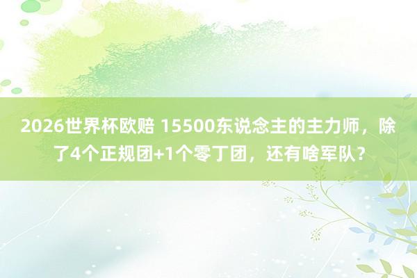 2026世界杯欧赔 15500东说念主的主力师,除了4个正规团+1个零丁团,还有啥军队?
