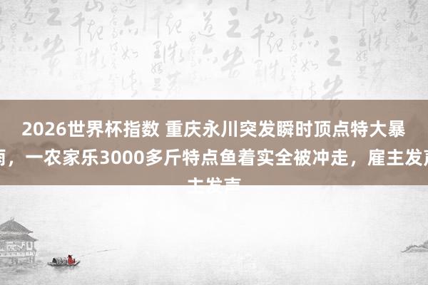 2026世界杯指数 重庆永川突发瞬时顶点特大暴雨，一农家乐3000多斤特点鱼着实全被冲走，雇主发声