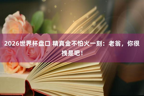 2026世界杯盘口 精真金不怕火一刻:老翁,你很拽是吧!