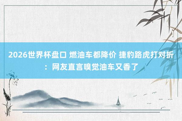 2026世界杯盘口 燃油车都降价 捷豹路虎打对折:网友直言嗅觉油车又香了
