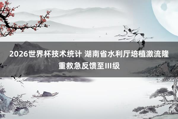 2026世界杯技术统计 湖南省水利厅培植激流隆重救急反馈至Ⅲ级