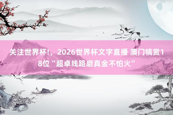 关注世界杯!，2026世界杯文字直播 澳门犒赏18位“超卓线路磨真金不怕火”