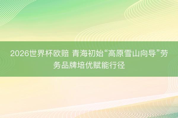 2026世界杯欧赔 青海初始“高原雪山向导”劳务品牌培优赋能行径
