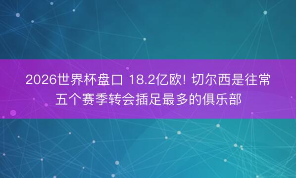 2026世界杯盘口 18.2亿欧! 切尔西是往常五个赛季转会插足最多的俱乐部