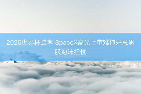 2026世界杯赔率 SpaceX高光上市难掩好意思股泡沫担忧