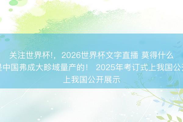 关注世界杯!，2026世界杯文字直播 莫得什么装备是中国弗成大畛域量产的！ 2025年考订式上我国公开展示